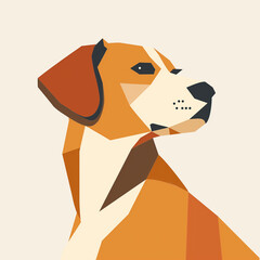 Minimal flat vector illustration of a dog , geometric shapes