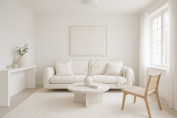 Modern Minimalist White Living Room with Simple Design Elements