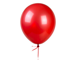 Bright Red Balloon with Matching Red String, Floating on Transparent Background