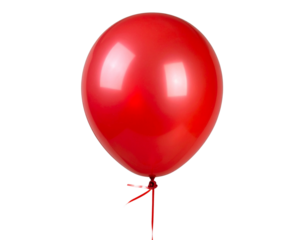 Bright Red Balloon with Matching Red String, Floating on Transparent Background