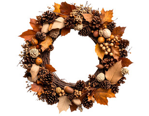 Botanical Wreath Made of Dried Leaves and Twigs