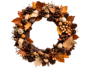Botanical Wreath Made of Dried Leaves and Twigs