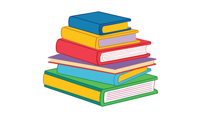 A vibrant stack of colorful books signifies knowledge, education, and the joy of reading