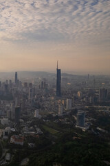 Fototapeta premium first light of dawn breaks over Kuala Lumpur