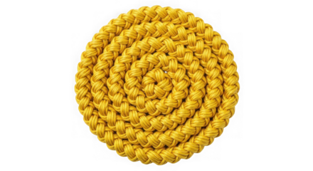 Yellow braided rope spiral pattern design isolated on transparent background