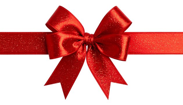 Red ribbon bow on white background - Powered by Adobe
