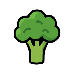 Cute broccoli vector illustration in flat design, bold outline healthy green vegetable perfect for kids and food themes