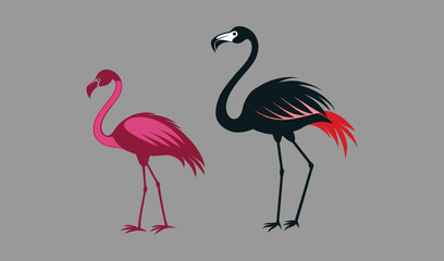 Obraz premium Pink flamingo vector illustration, a cute cartoon bird silhouette with a wild tropical nature vibe