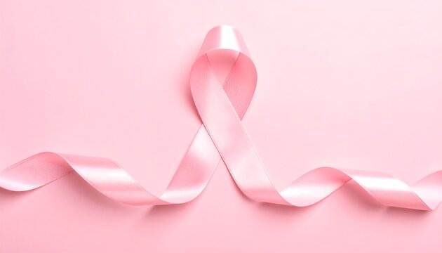 Pink ribbon on pastel pink background (1)