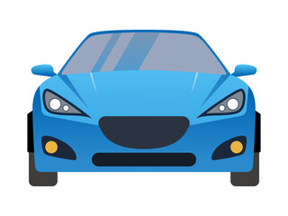 真正面から見た青色のスポーツカーのイラスト