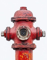 Fototapeta premium Close-up of a weathered red fire hydrant