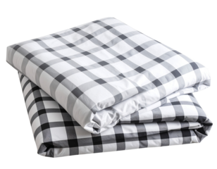  Bed Sheet with Checkered Design, Partially Folded Display, Transparent Background
