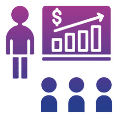 Corporate Finance Meeting Icon - Boardroom Discussion & Economic Strategy - EPS 10 Vector