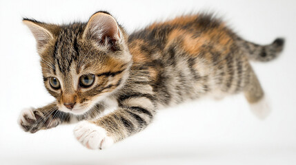 Obraz premium Playful Kitten in Motion: A Captivating Pet Photograph