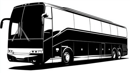Charter Bus Icon - Coach Vehicle Silhouette Vector