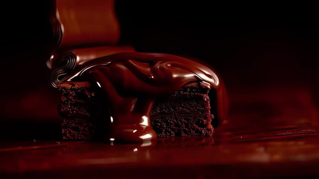 Indulgent Decadent Chocolate Brownie Generously Drizzled with Rich, Flavorful Sauce