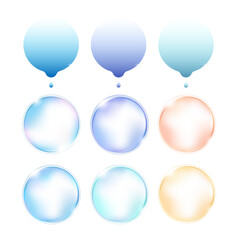 潤い・水滴・滴・しずくのフレーム/バッジセット(美容 化粧品 バナー LP 編集可能 ベクター シャボン玉)