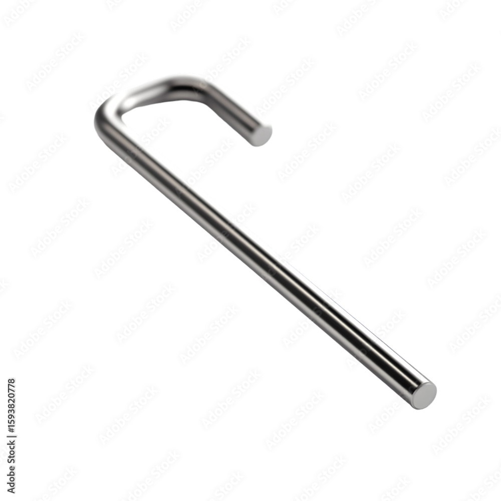 Fototapete a single metallic l shaped hook with a curved end isolated on a transparent background for easy inte