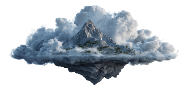 Person meditating on a mountain peak