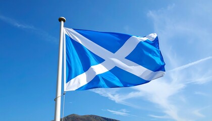 Scottish flag waving in the sky