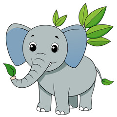 Naklejka premium Cute funny baby elephant isolated on white background. Grey baby eleplant vector illustration.