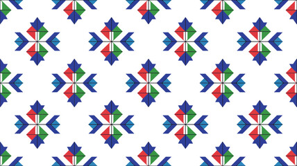 Seamless pattern of geometric shapes in red green and blue colors