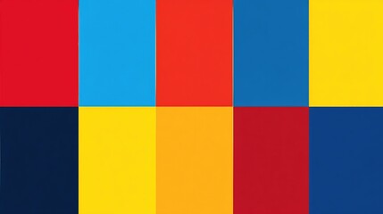 Multicolored rectangular panels arranged in a 2x5 grid, alternating shades