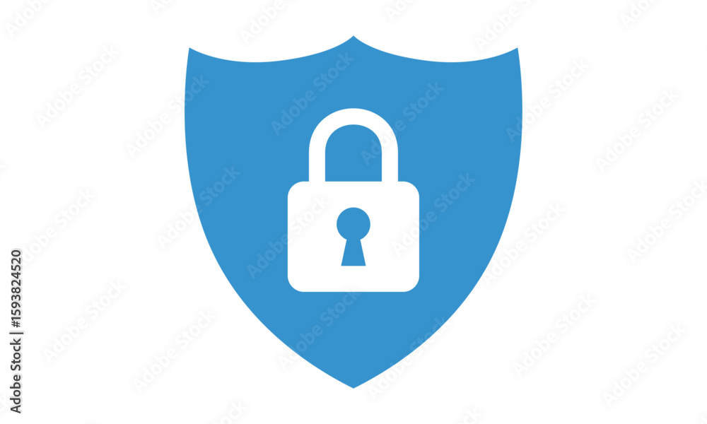 Fototapete secure internet icon. protective shield sign digital security with the image of a padlock. symbol se