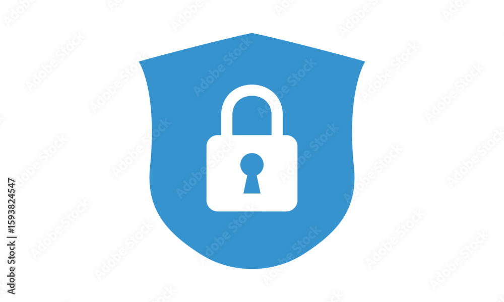 Fototapete secure internet icon. protective shield sign digital security with the image of a padlock. symbol se