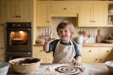 little boy baking 