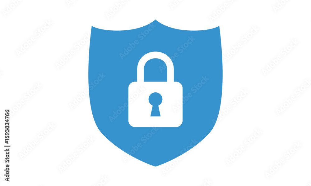 Fototapete secure internet icon. protective shield sign digital security with the image of a padlock. symbol se