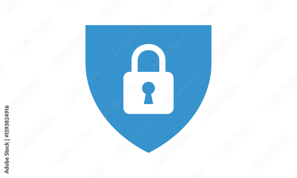 Fototapete secure internet icon. protective shield sign digital security with the image of a padlock. symbol se