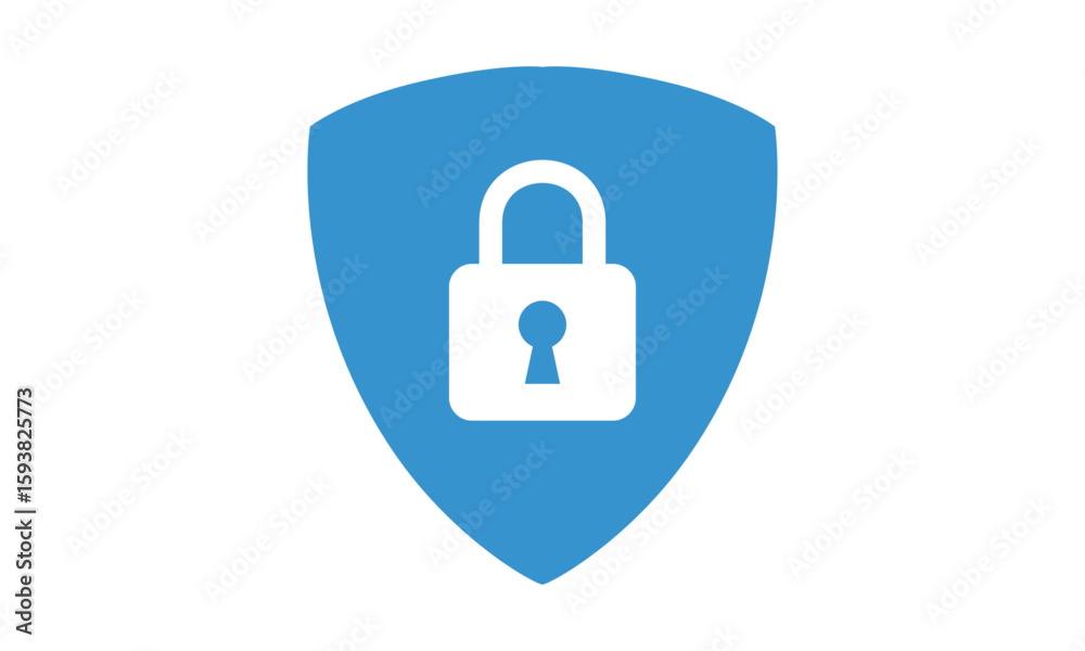 Fototapete secure internet icon. protective shield sign digital security with the image of a padlock. symbol se