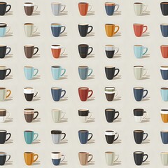 Fototapeta premium Simple Coffee Cup Geometric Grid Pattern