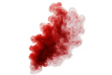 Red smoke cloud floating on transparent background, ideal for compositing and adding atmosphere to projects
