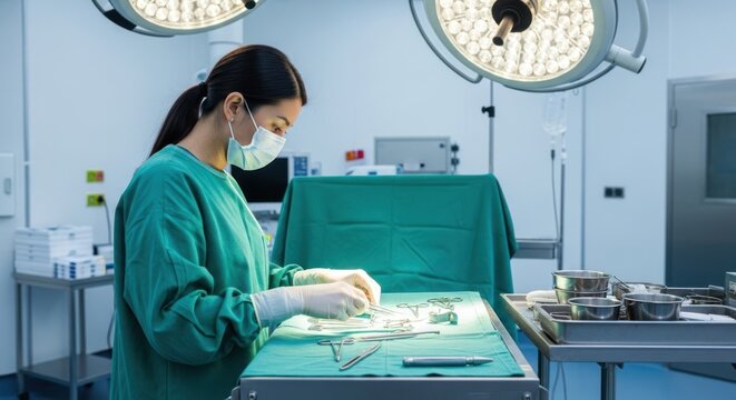 A veterinarian performing a surgery in a hospital operating room.