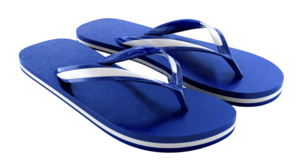 Vibrant blue flipflops, essential beach footwear for summer relaxation relaxing
