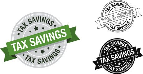 Fototapeta premium Tax savings seals and ribbons for financial planning and tax season promotion material design