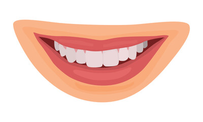 Naklejka premium Human mouth smiling showing healthy teeth vector illustration 