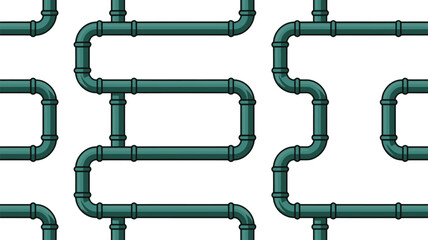 Seamless pattern of green pipes with black outline on light background