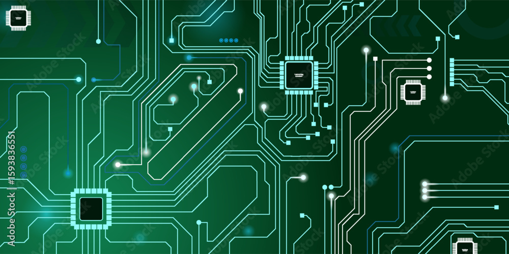 Wall mural technology network line pattern vector background