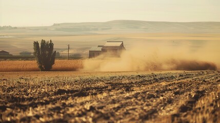 Fototapeta premium Farmland Drought: Impacts, Challenges, and Resilience in Parched Agricultural Lands. From cracked soil and withered crops to dwindling water sources, drought devastates farmland