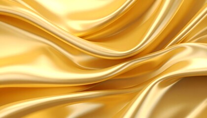 Golden silk fabric drapes in soft, flowing waves