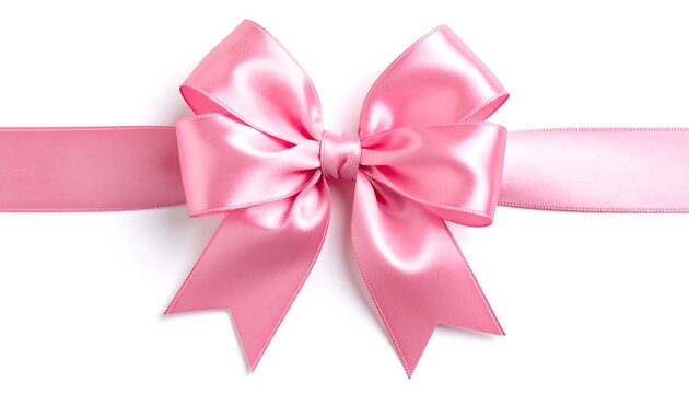 Pink ribbon bow on white background - Powered by Adobe