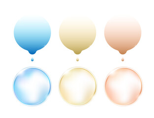 潤い・水滴・滴・しずくのフレーム/バッジセット(美容 化粧品 バナー LP 編集可能 ベクター シャボン玉)