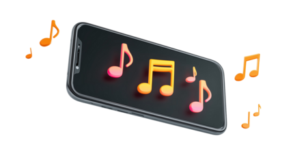 Smartphone with music streaming notes