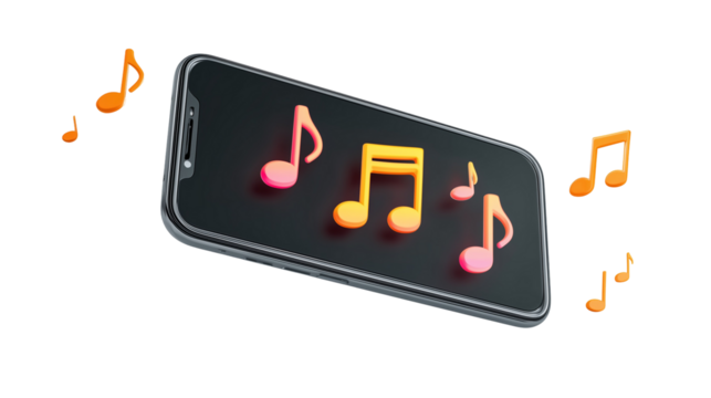 Smartphone with music streaming notes