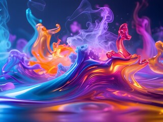 Colorful Abstract Liquid and Smoke Swirls in Bright Hues