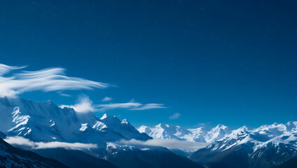 Mountain Majesty – Snowy peaks under a starry night