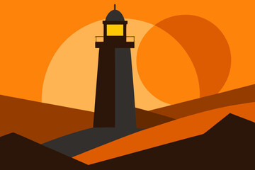 Desert Railway Tracks Leading into Sunset with Mountains and Orange Sky